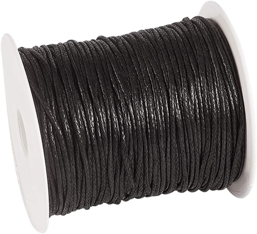 Pulsera de macramé con cordón de algodón encerado de 100 yardas, 1,5 mm, para hacer joyas, hilo encerado (negro)