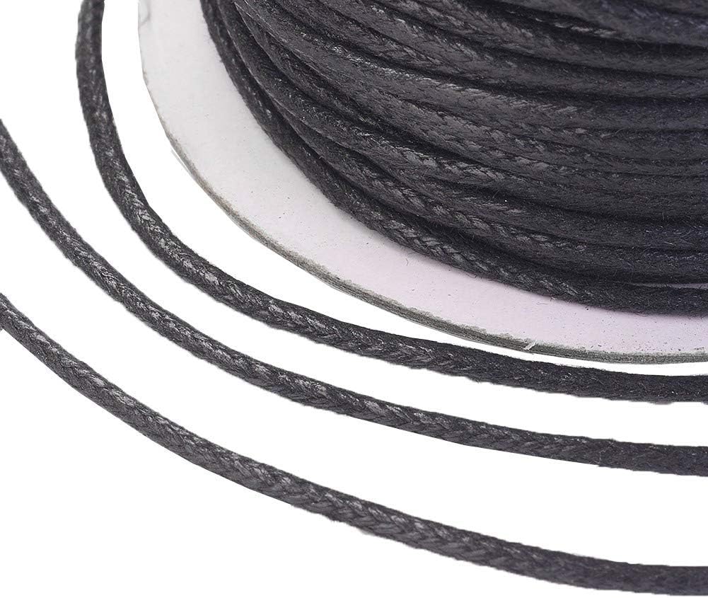 Pulsera de macramé con cordón de algodón encerado de 100 yardas, 1,5 mm, para hacer joyas, hilo encerado (negro)