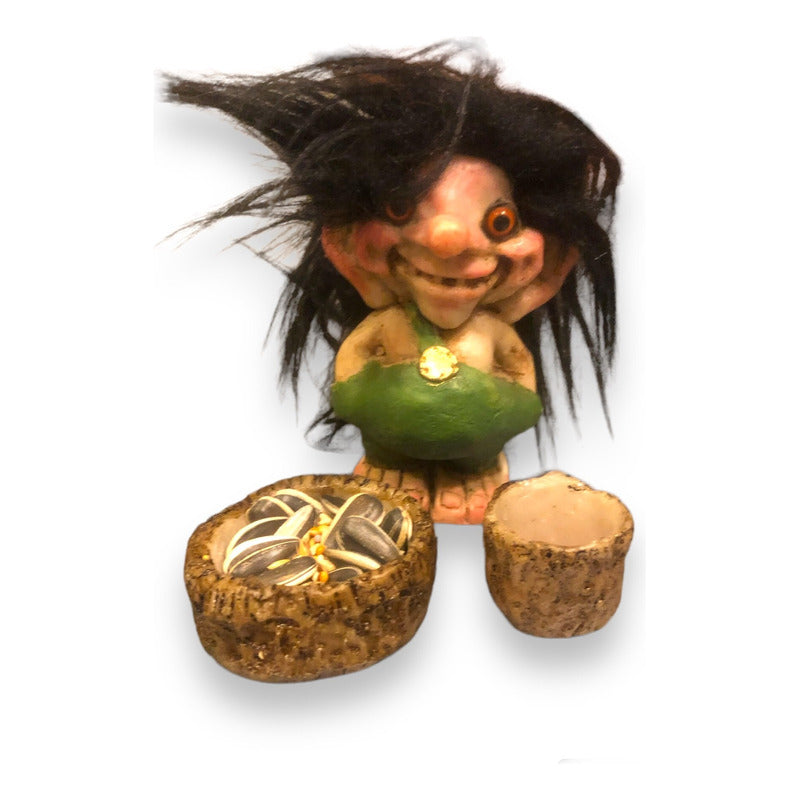 Troll Bilbo + Comedero 9cm Figura De Resina Nacional.