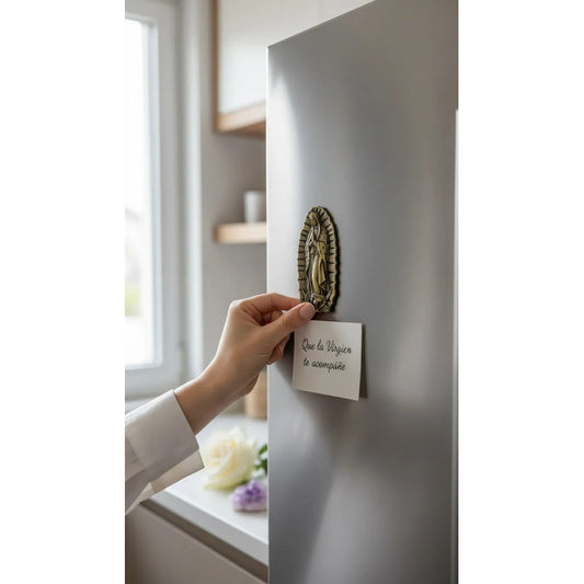 Virgen De Guadalupe Iman Decorativo 7 Cm De Altura Bronce Viejo