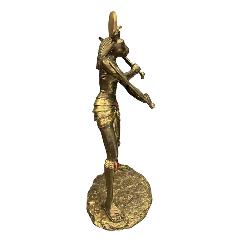 Sejmet Egipcio Figura De Resina 27cm Alto Tipo Bronce