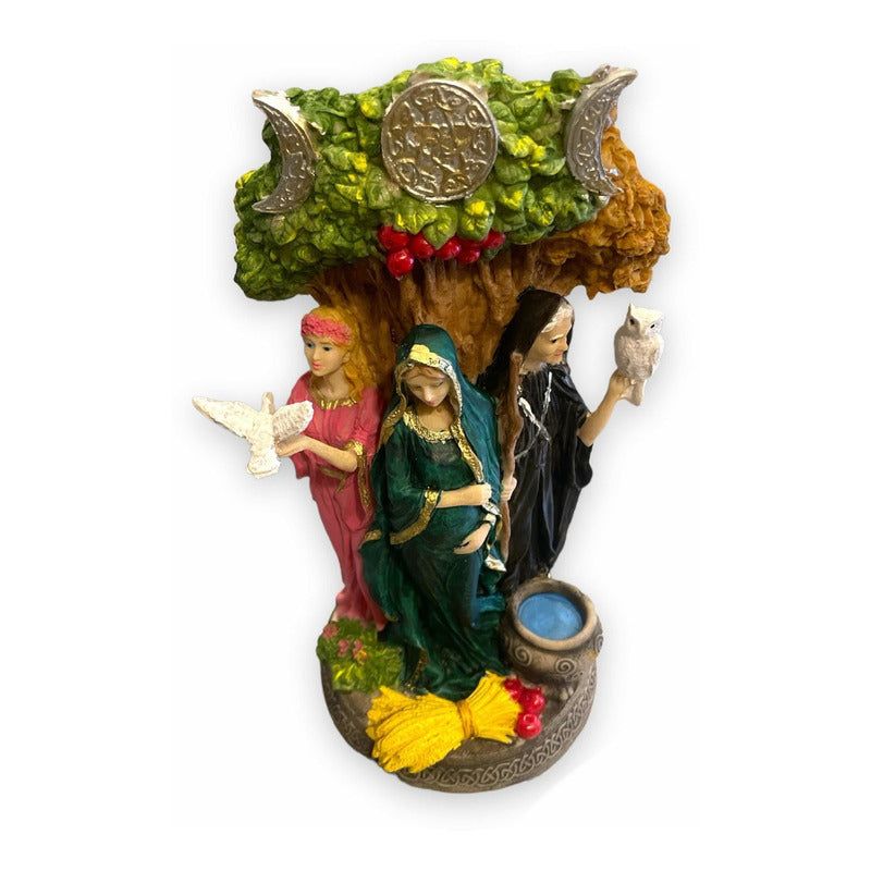 Triple Diosa Hecate Diosa Celta Figura En Resina 25 Cm