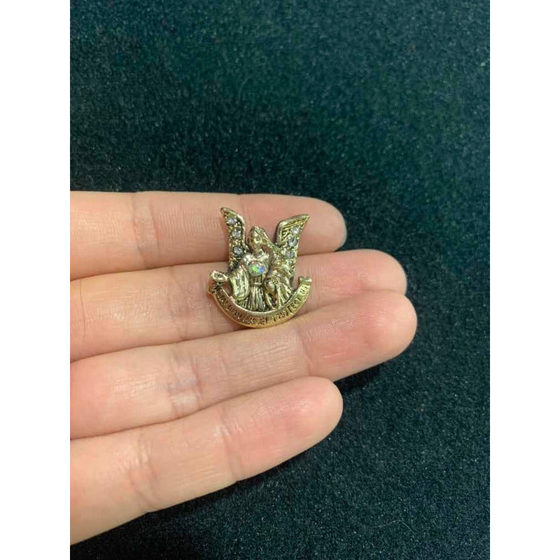 Angel Protector  Pin Baño De Oro Prendedor Cubierto De Laca
