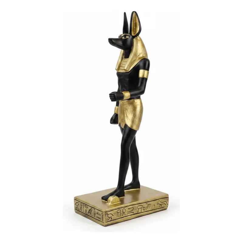 Figura Decorativa Dios Egipcio Anubis Resina 22 Cm Negro