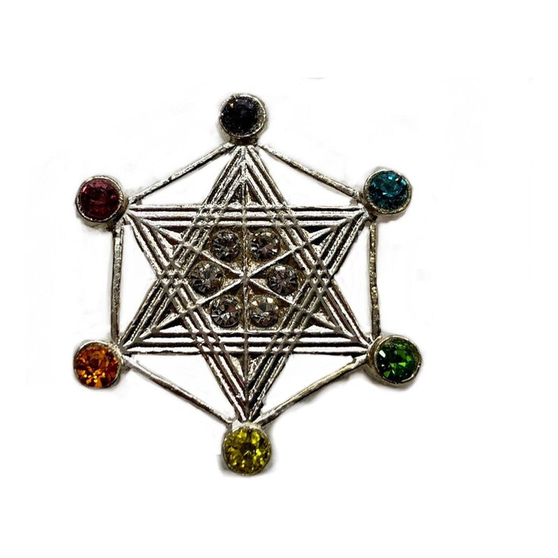 Metatron Dije Baño De Oro Sin Cadena Con Cristal