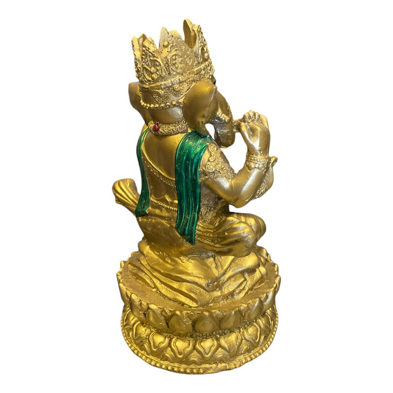 Ganesh Corona Flor De Listo Resina Nacional 16 Cm