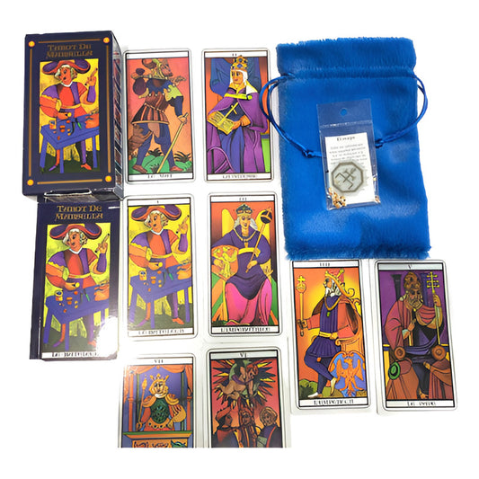 Tarot Marsella + Amuleto + Bolsa Para Tarot + Libro  13.4 Cm
