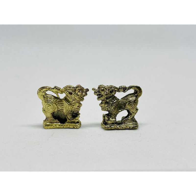 Perros Fu Par En Metal Dorado Pequeños