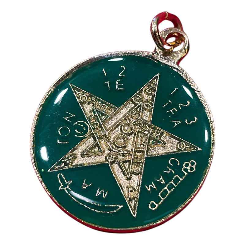 Pentagrama Ritualizado Mediano 7 Metales Tetragramaton 25mm Verde M