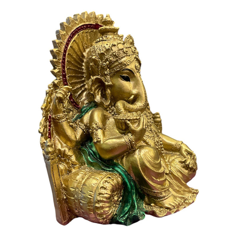Estatua Ganesh Trono Resina 14 Cm.