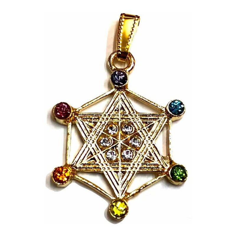 Metatron Dije Baño De Oro Sin Cadena Con Cristal