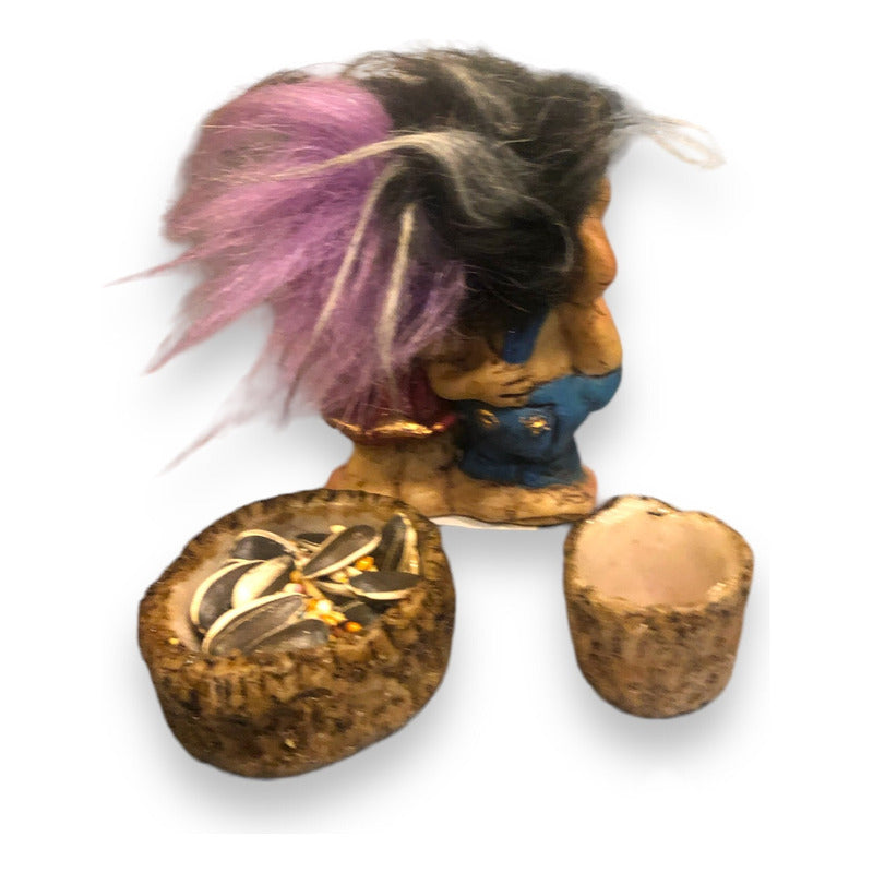 Troll Mellizos + Comedero 9 Cm Figura De Resina Nacional