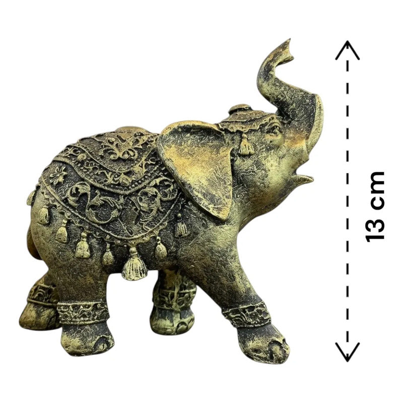 Figura Elefante De La Suerte Hindú Resina Dorado 13 Cm Dorado Oscuro by HEREJE