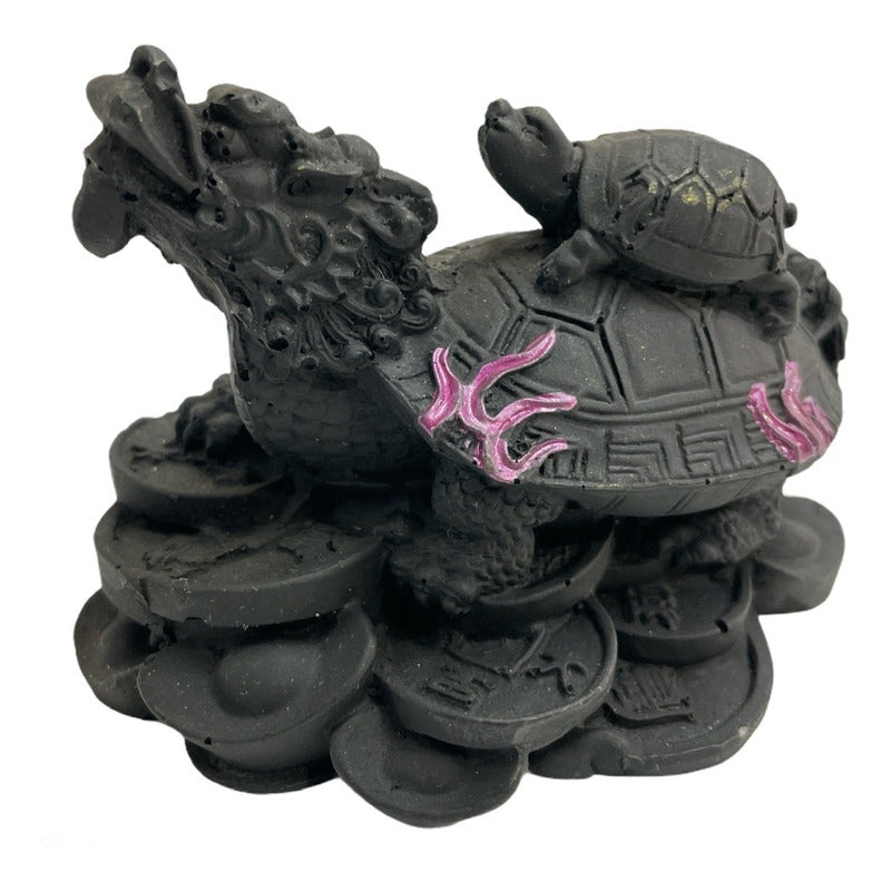 Tortuga Dragon Negra Feng Shui Cura Pequeña 6 Cm Alto