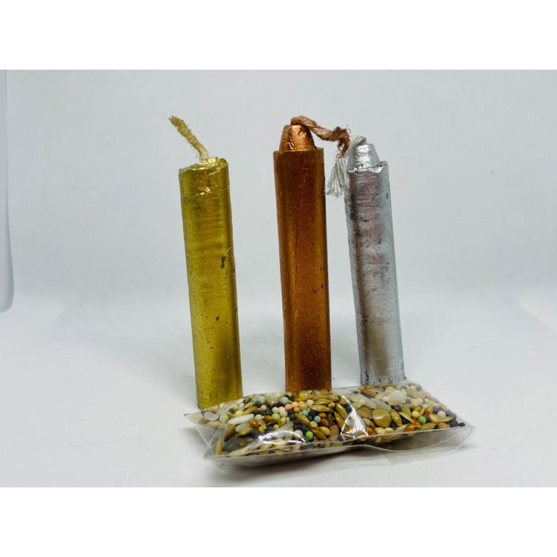 Velas Santísima Trinidad Mini 3 Paquetes Con Semillas 9 Cm