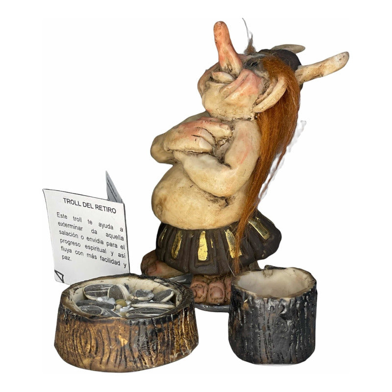 Troll Del Retiro + Comedero + Semillas + Tarjetas 12 Cm Alto