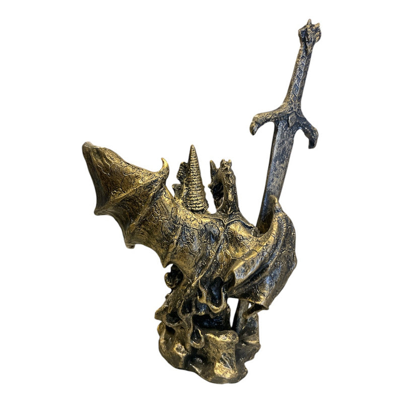 Dragon Dorado Figura Decorativa 12 Cm De Resina Mexicana