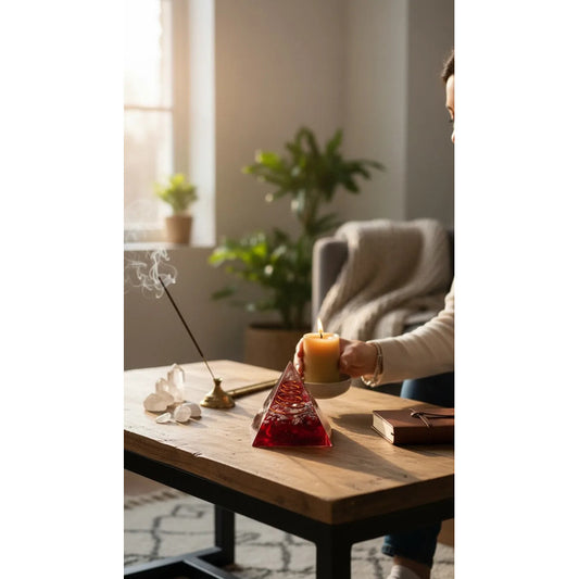 Piramide Orgonita 4 Cm De Altura Rojo