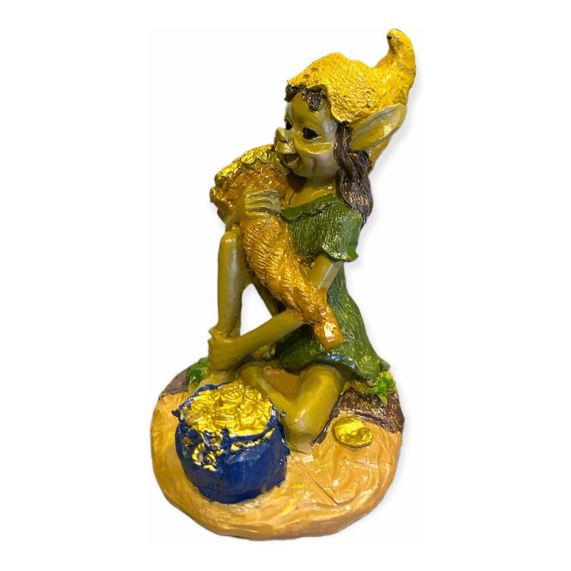 Elfo Cuerno De La Abundancia Morral 11.5x8x8cm Escultura.