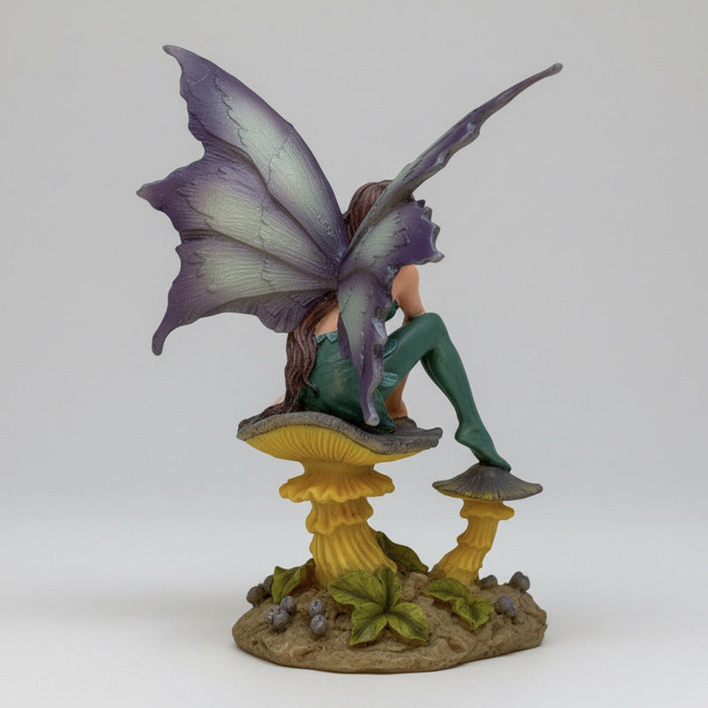 Hada Sentada En Hongo 16 Cm Resina Mexicana