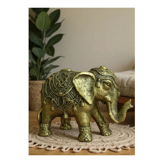 Figura Elefante Hindú Dorado Decoración Suerte 10cm Dorado Oscuro