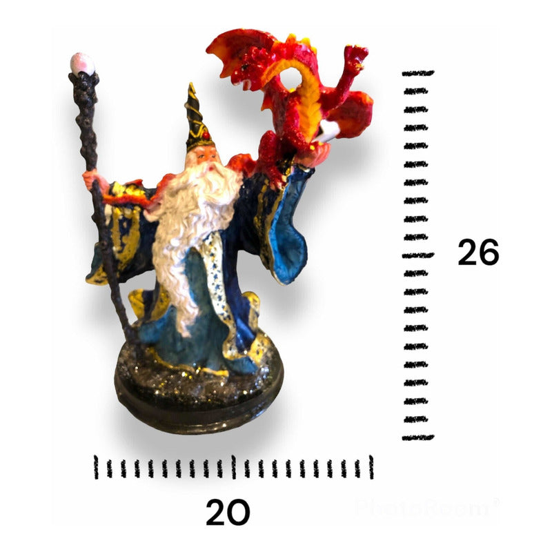 Merlin Con Dragón Figura De Resina