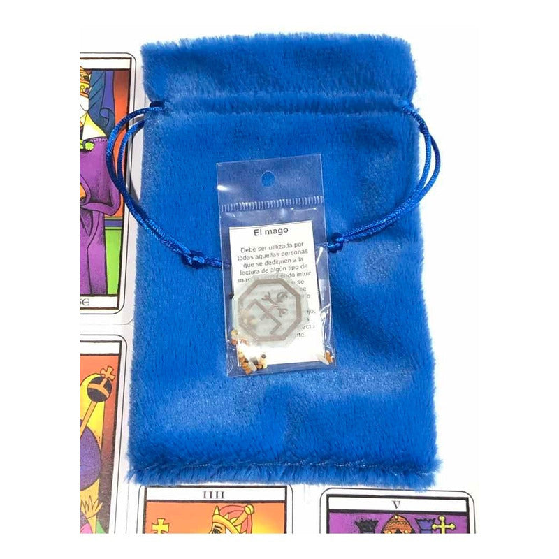Tarot Marsella + Amuleto + Bolsa + Libro Reverso Cuadriculad