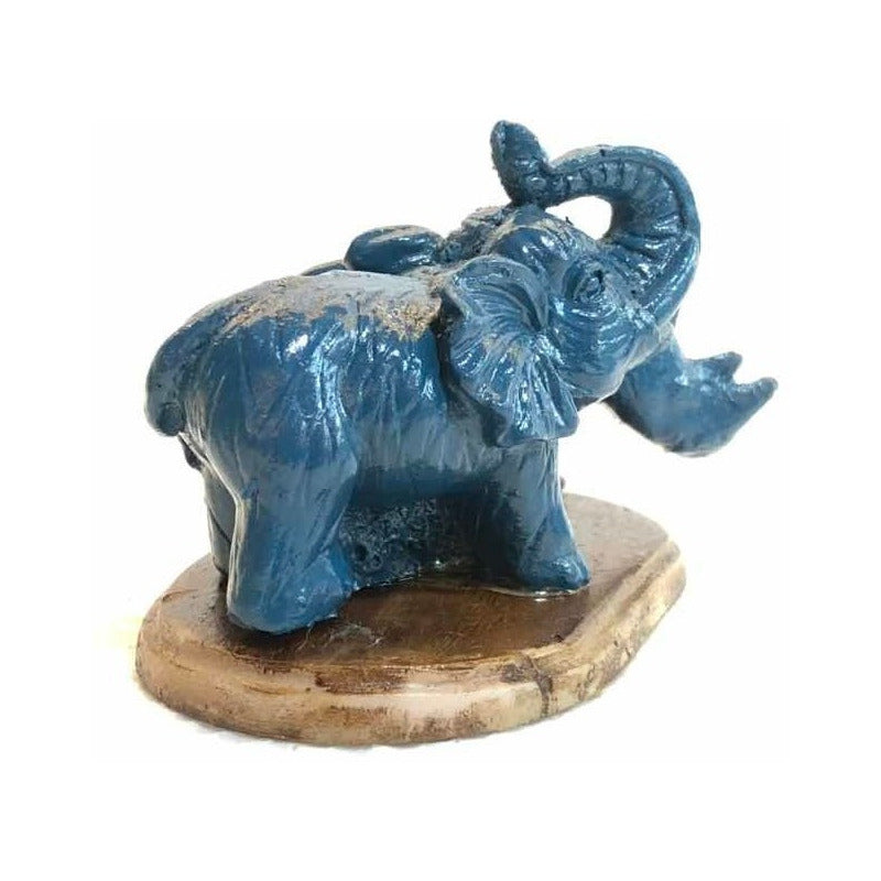 Elefante Y Rinoceronte Azul Resina Nacional 6 Cm