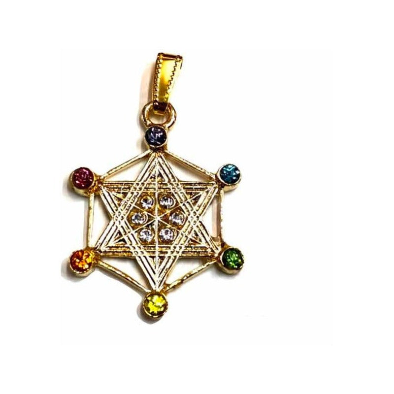 Metatron Dije Baño De Oro Sin Cadena Con Cristal