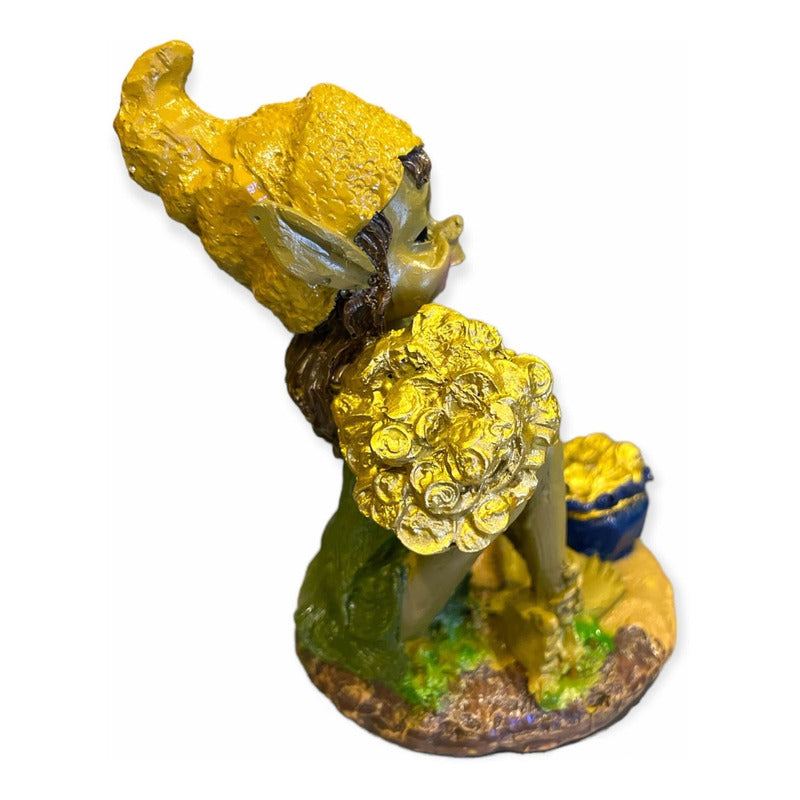 Elfo Cuerno De La Abundancia Morral 11.5x8x8cm Escultura.