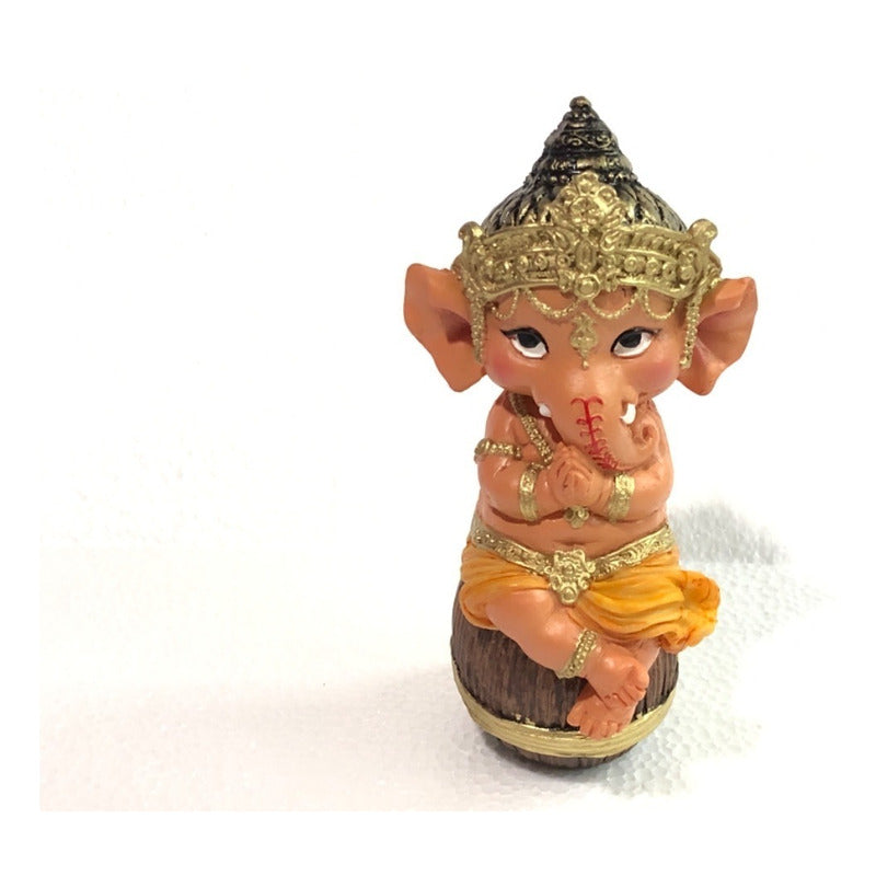 Ganesh Bebe En Barril 14.5cm Resina Nacional