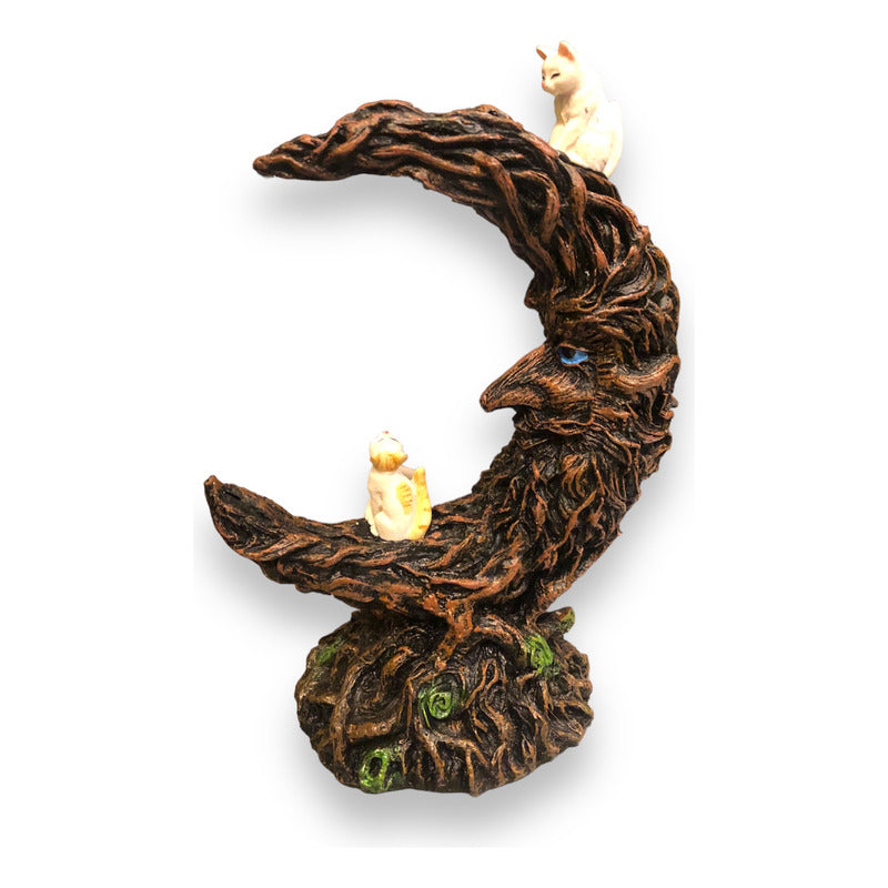 Luna Con Gatos Cascada De Humo Figura De Resina