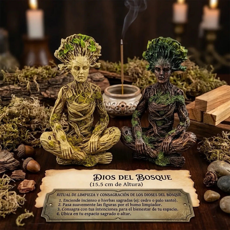 Figura Decorativa Dios De La Naturaleza Meditación Verde Claro by HEREJE