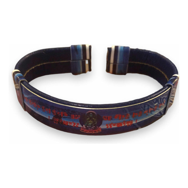 Brazalete Azul Buda Tipo Piel Con Sublimado