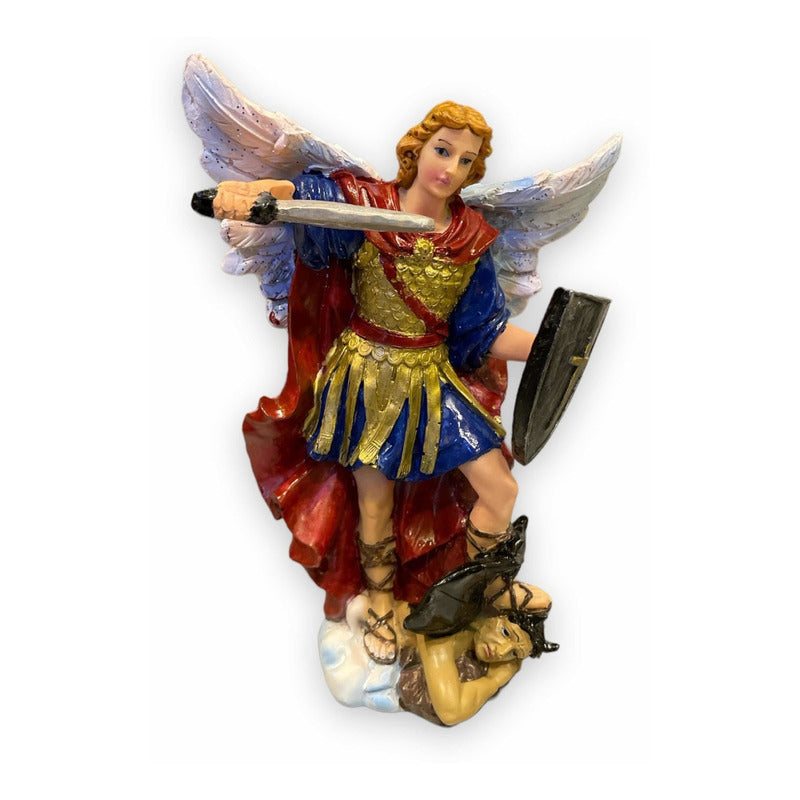 San Miguel Arcangel Escultura Resina Hecho A Mano 16x9x5cm