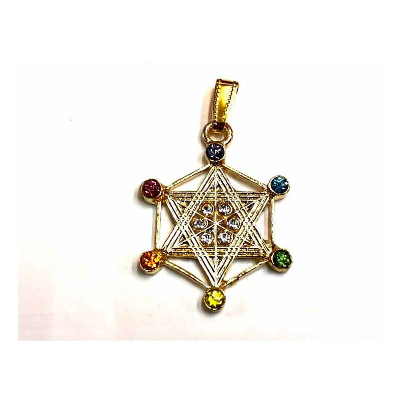 Metatron Dije Baño De Oro Sin Cadena Con Cristal