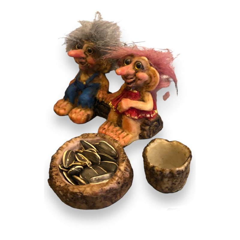 Troll Novios + Comederos 7 Cm Figura En Resina Nacional