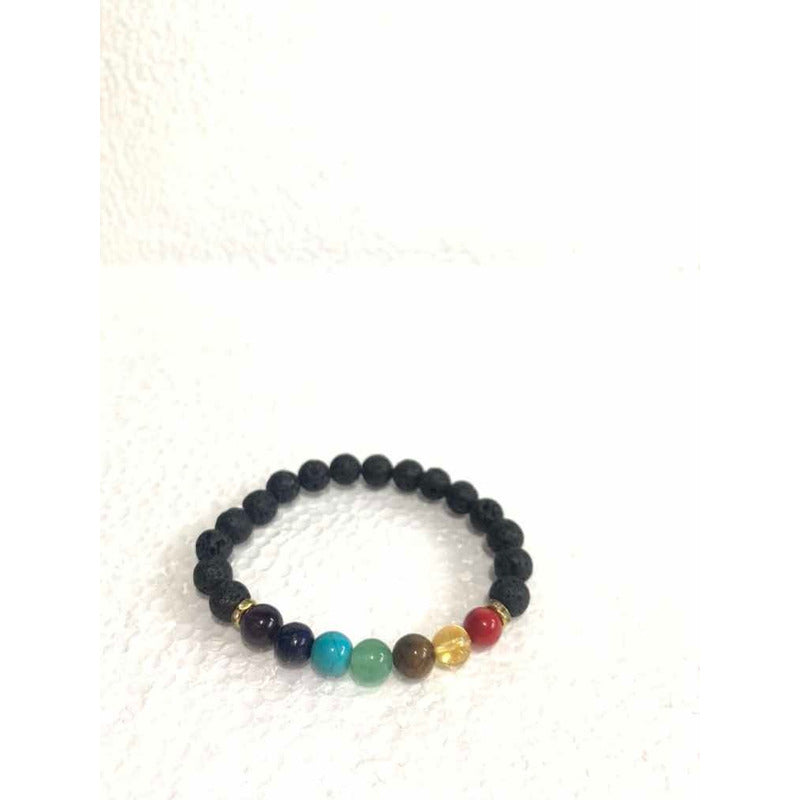 Pulcera 7 Chakras Cuarzo Y Piedra Volcánica