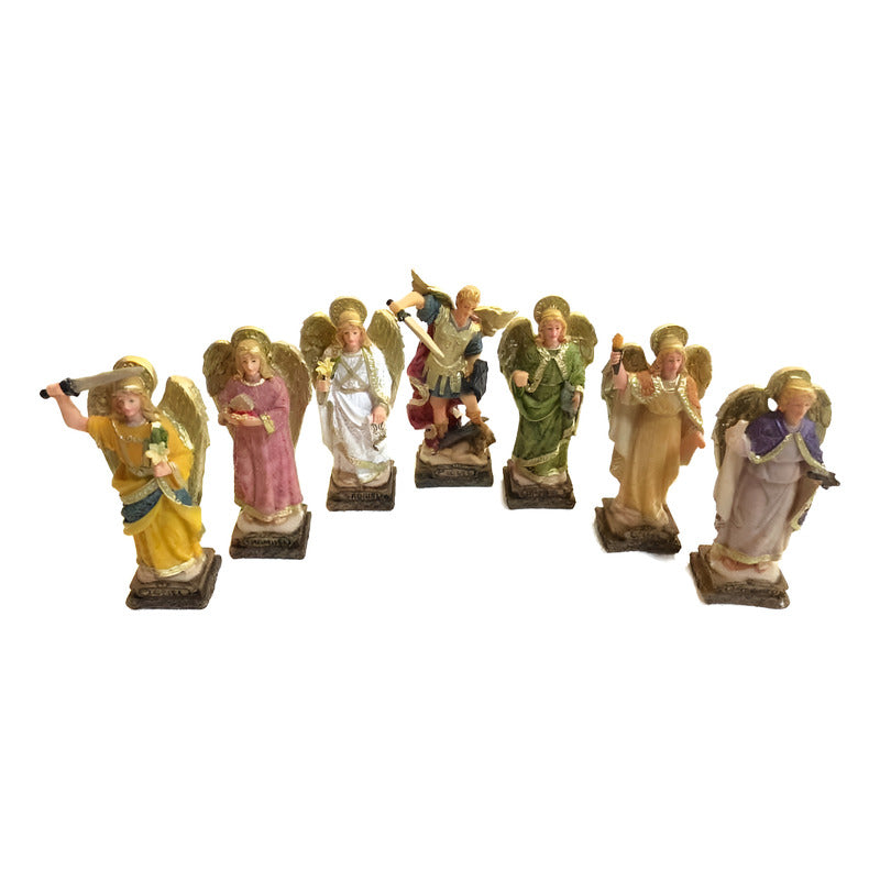 Juego 7 Arcangeles Figura Resina San Miguel, Jofiel, Chamue
