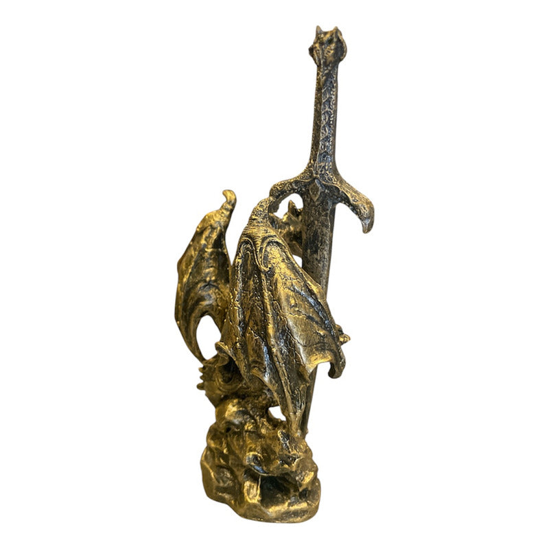 Dragon Dorado Figura Decorativa 12 Cm De Resina Mexicana