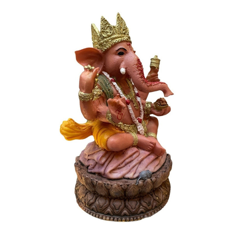 Ganesh Corona Flor De Listo Resina Nacional 16 Cm