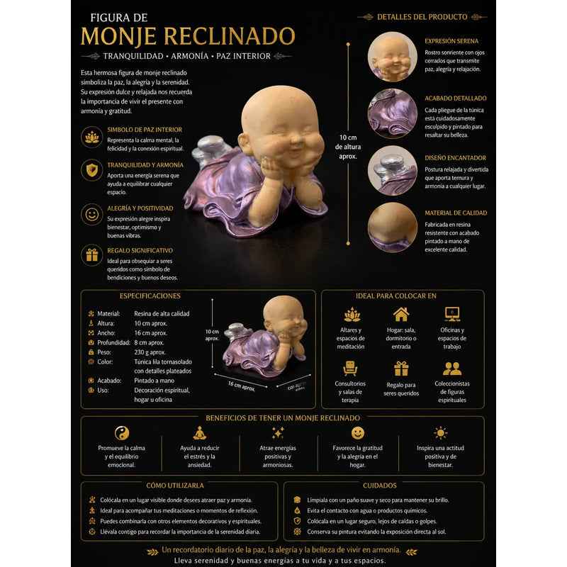 Esculturas De Buda Acostado 10 Cm De Altura Purpura
