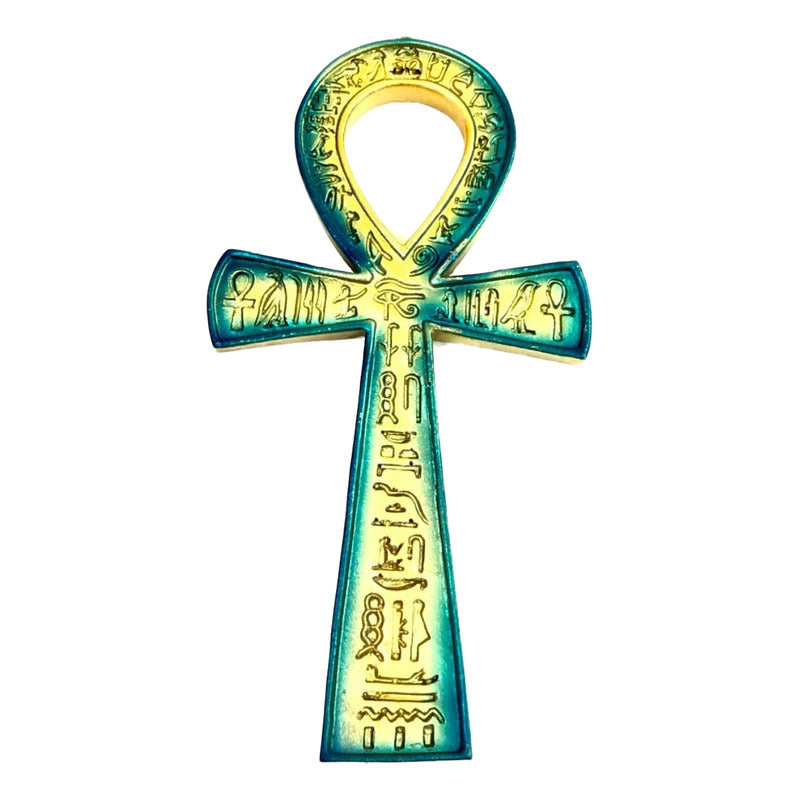 Cruz Egipcia Ankh Resina Nacional Pintada A Mano 18 Cm