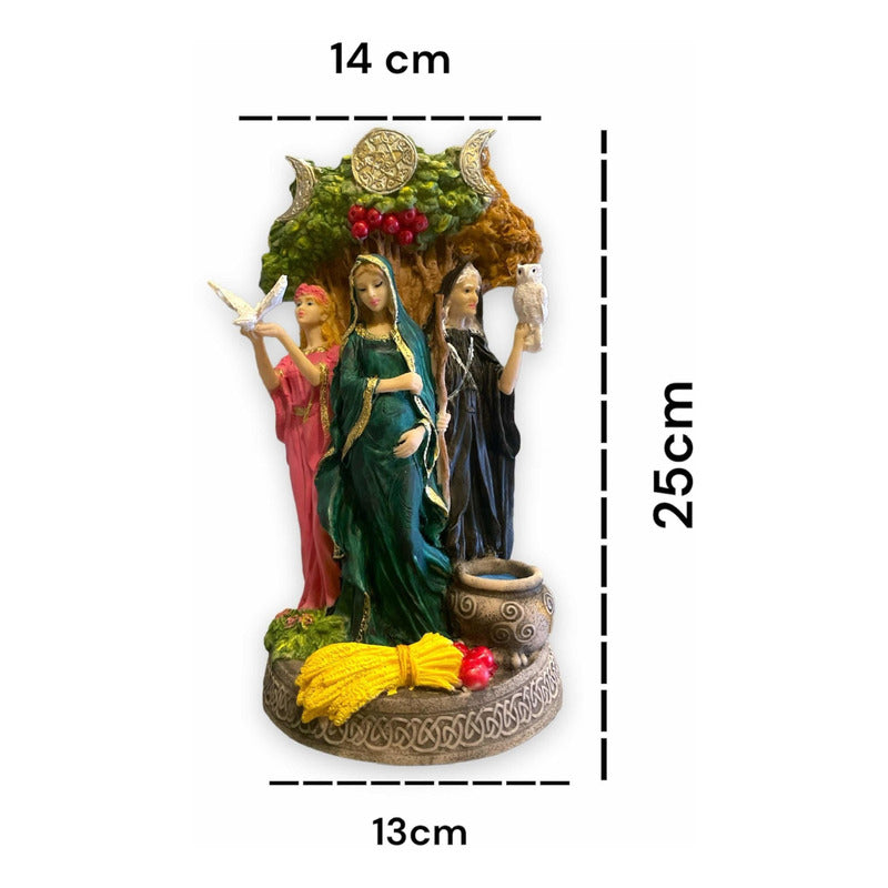 Triple Diosa Hecate Diosa Celta Figura En Resina 25 Cm