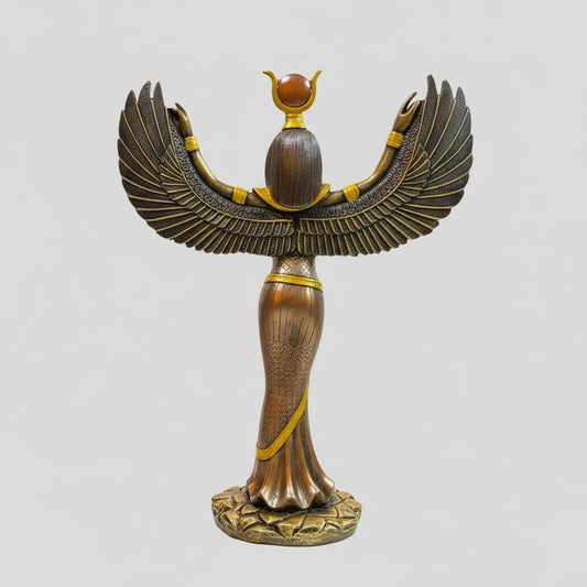 Isis Diosa Ast Egipcia Resina Nacional Pintada A Mano 28 Cm Cromo