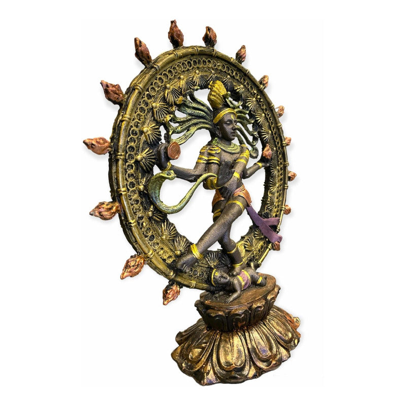 Shiva Nataraja Danza Cosmica 22.5x20x8cm Pintado A Mano.