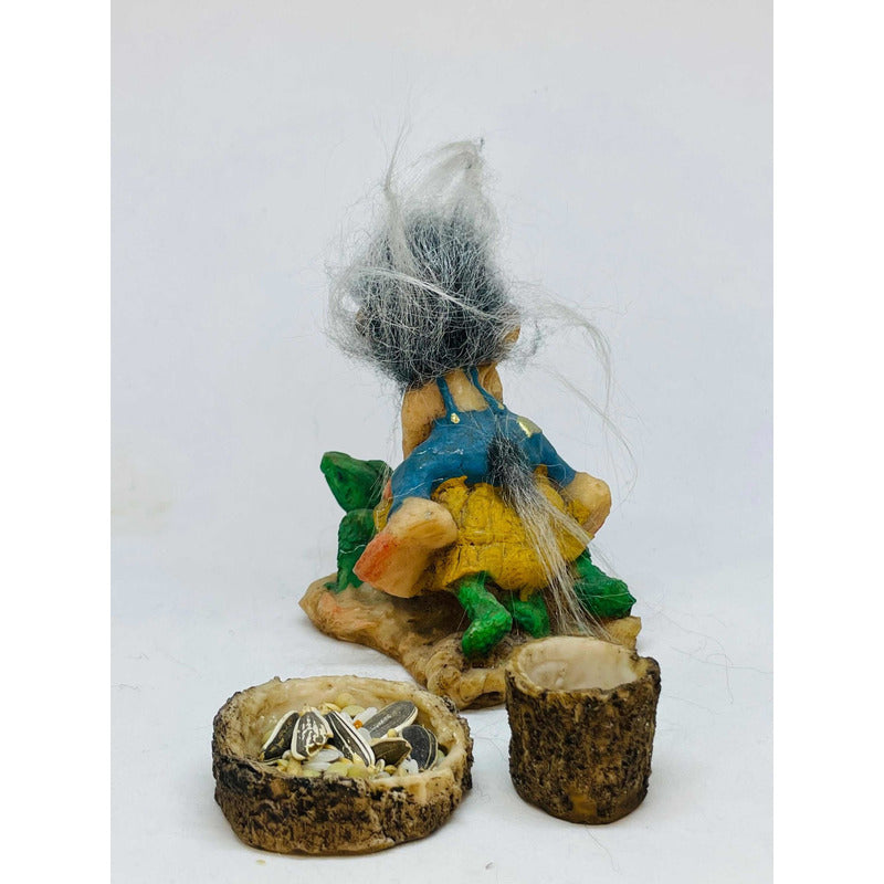 Troll Paciencia + Comedero 10 Cm Figura De Resina Nacional.