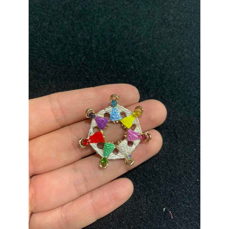 Círculo Ángeles Prendedor Baño De Oro Con Cristal