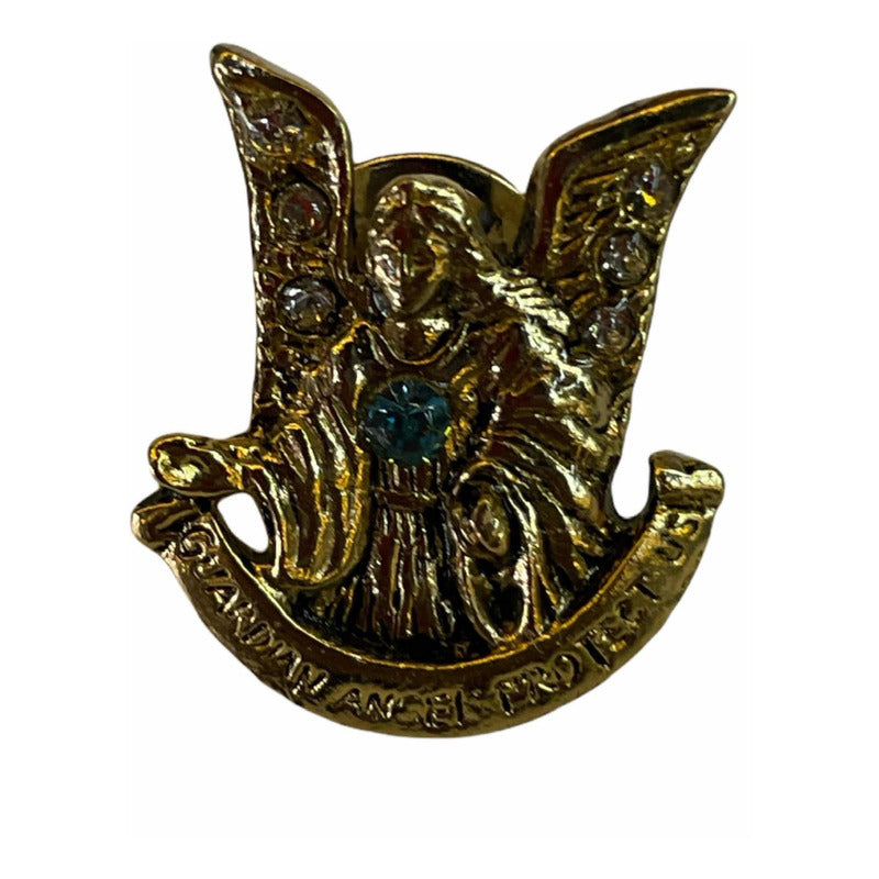 Angel Protector Pin Baño De Oro Prendedor Cubierto De Laca