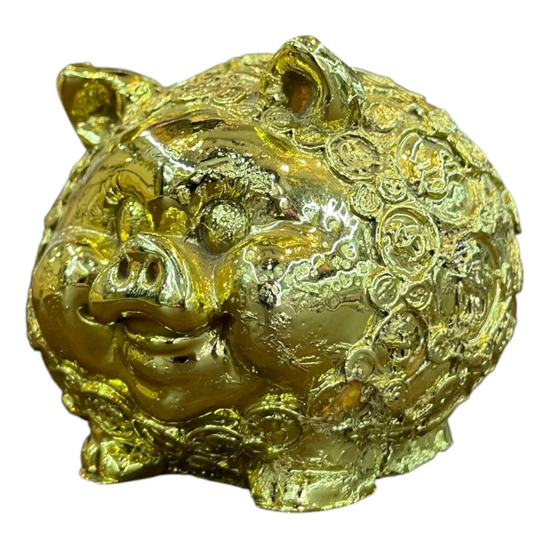 Alcancia Puerquto Dorado Diseño De Monedas De 7 Cm Altura Animales Dorado by HEREJE